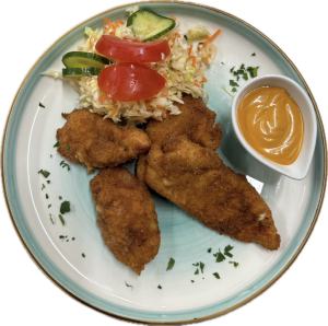 Vyprážané chilli krokety, dressing