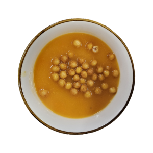 Mrkvový krém so "smaženým hráškom"