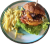 Kurací hamburger s hranolkami /žemľa, kurací steak, cheddar, dresing, volské oko, zelenina, karamel. cibuľka/