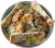 Zeleninový šalát s kuracím mäsom, vajíčkom, dresingom a pizza tyčinkami