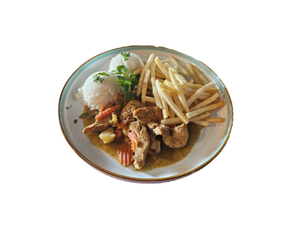 Kuracie teriyaki so zeleninou, 1/2 ryža 1/2 hranolky