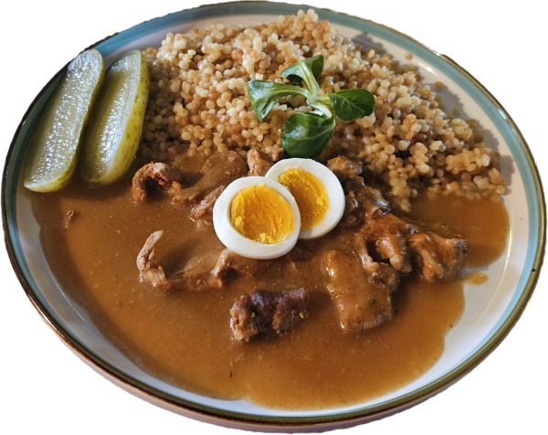 Námornícke bravčové soté, tarhoňa, kyslá uhorka