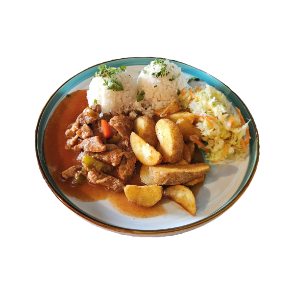 Srbské bravčové soté, 1/2 ryža 1/2 americké zemiaky, šalát