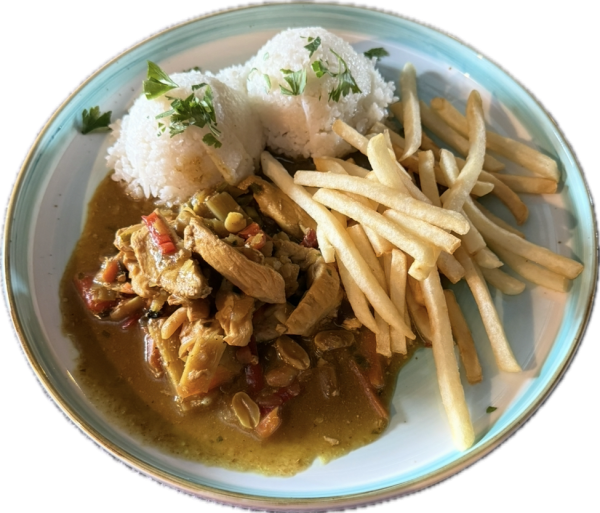 Kuracie Kung Pao, 1/2 ryža 1/2 hranolky
